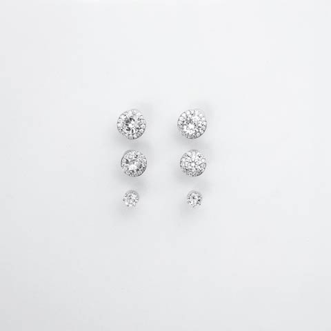 3/25新作!トリプルストーンシルバーピアス[店内アクセ](シルバー-フリーサイズ)