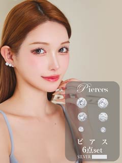 3/25新作!トリプルストーンシルバーピアス[店内アクセ]