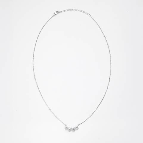 3/19新作!プチフラワービジューネックレス[店内アクセ](シルバー-フリーサイズ)