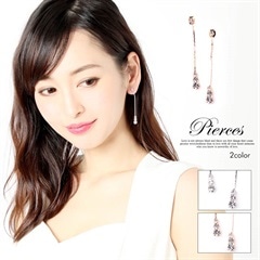 [全2色]3連スウィングビジューピアス単品