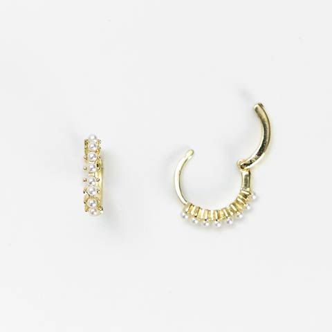 1/26新作!輝くパールビジューゴールドリングピアス(ゴールド-フリーサイズ)