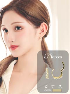 1/26新作!輝くパールビジューゴールドリングピアス
