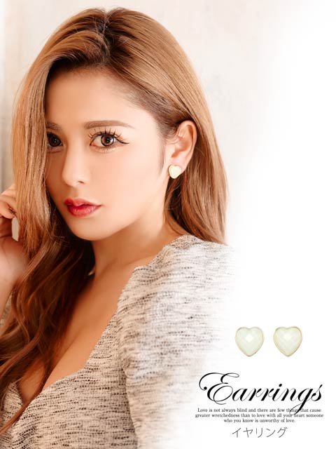 メタルラインシャイニーハートイヤリング