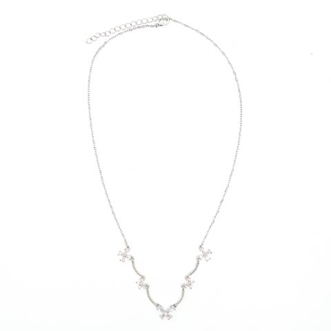 ウェーブバタフライビジューネックレス(シルバー)