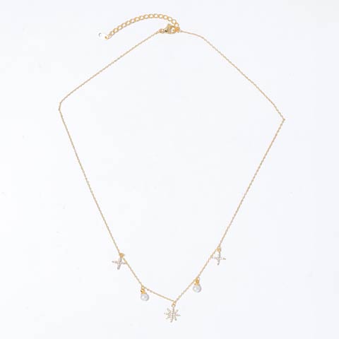 アスタリスクパールクロスネックレス(ゴールド-ネックレス)