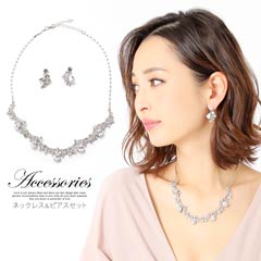 [2点SET]しずくモチーフシルバーピアス&ネックレスセット