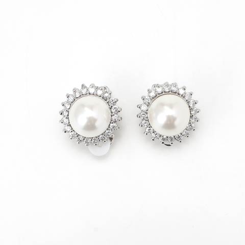 ブリリアントパールビジューイヤリング(シルバー-フリーサイズ)