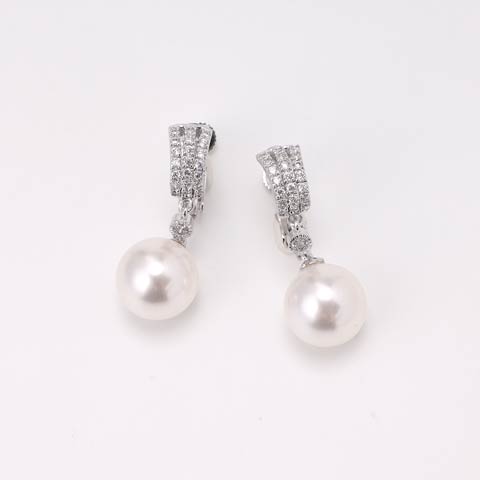 シンプル一粒パールイヤリング(シルバー-フリーサイズ)