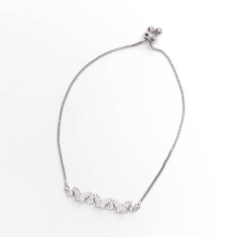 11/7新作!ルミナスバタフライビジューブレスレット[店内アクセ](シルバー-フリーサイズ)