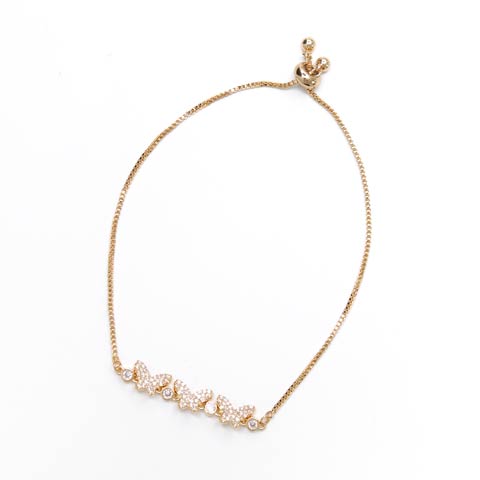 11/7新作!ルミナスバタフライビジューブレスレット[店内アクセ](ゴールド-フリーサイズ)