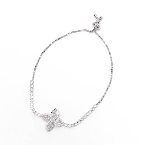 9/22新作!シャインブルームビジューブレスレット(シルバー-フリーサイズ)