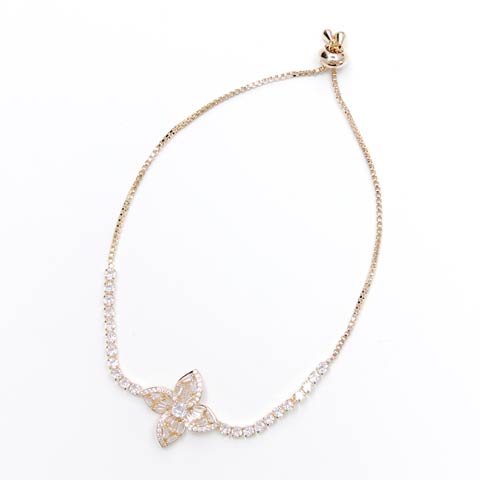 9/22新作!シャインブルームビジューブレスレット(ゴールド-フリーサイズ)