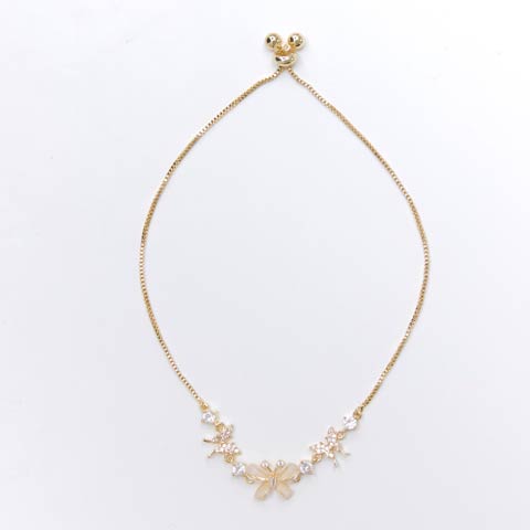 9/15新作!エレガントバタフライビジューブレスレット(ゴールド-フリーサイズ)