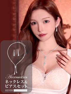 10/17新作![2点SET]チェーンドロップストーンネックレス＆ピアスセット[店内アクセ]