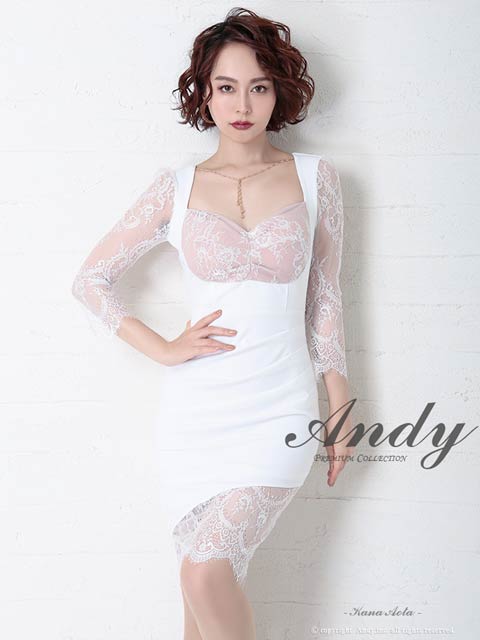 9/29新作!【ポイント20倍】[Andy]ドッキングレースバックリボンタイトミニ丈キャバドレス[AN-OK2266]