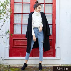 [81+dsn][SMLサイズ]サイドクラッシュスキニーロングデニムパンツ3サイズ展開]