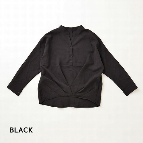 [#girl]フロントカシュクールシャツ(ブラック)