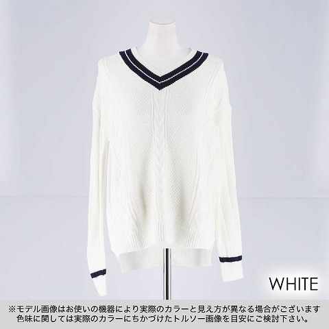 spring line knit[カジュアル/dazzy closet](ホワイト)