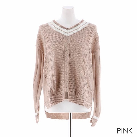 spring line knit[カジュアル/dazzy closet](ピンク)