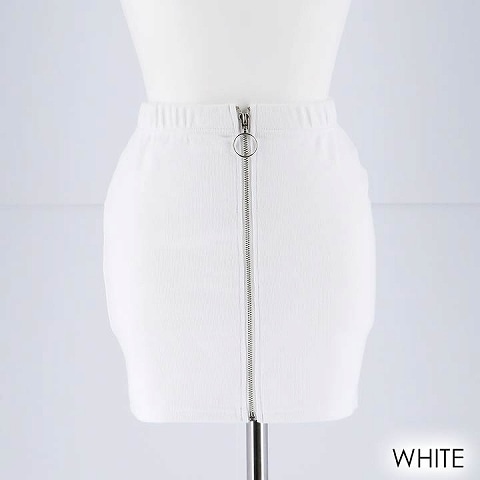 フルジップタイトミニスカート[カジュアル/dazzy closet](ホワイト)