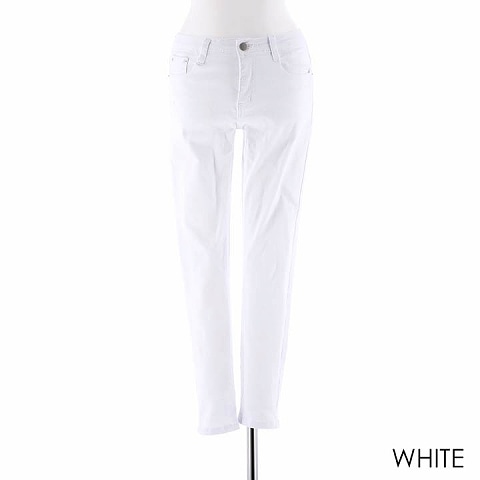 【5DENIM】ホワイトクラッシュスキニー[カジュアル/dazzy closet](ホワイト-XS)