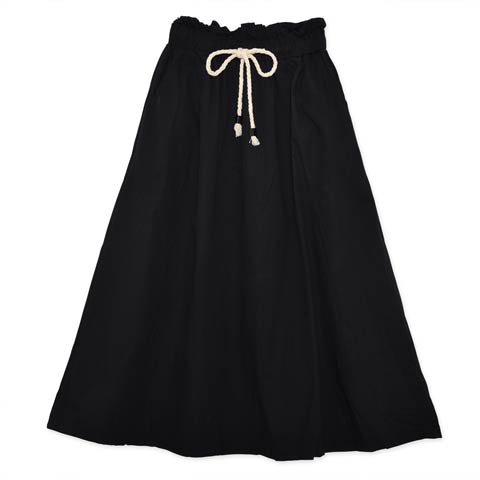 [SMLサイズ]ドローストリングデザインロングスカート[3サイズ展開][カジュアル/dazzy closet](ブラック-フリーサイズ)