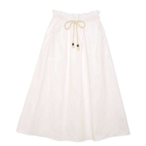 [SMLサイズ]ドローストリングデザインロングスカート[3サイズ展開][カジュアル/dazzy closet](ホワイト-フリーサイズ)