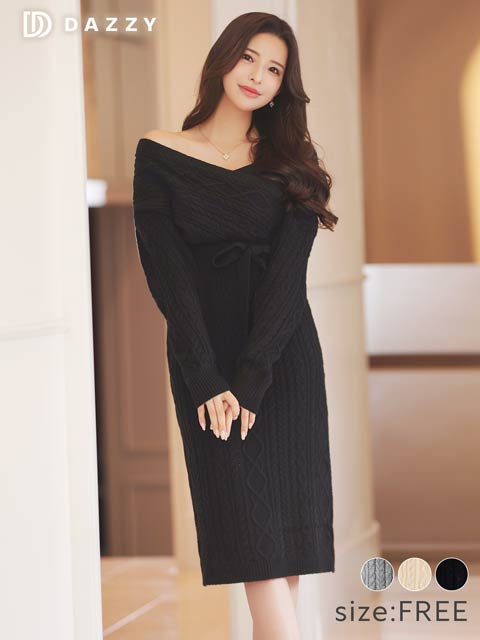 カシュクールリボンニットワンピース[カジュアル/dazzy closet]