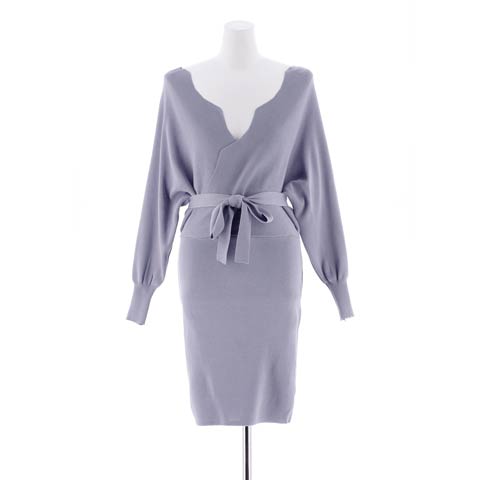 12/23再販!ドルマンスリーブオフショルニットワンピース[カジュアル/dazzy closet](ブルーグレー-フリー)