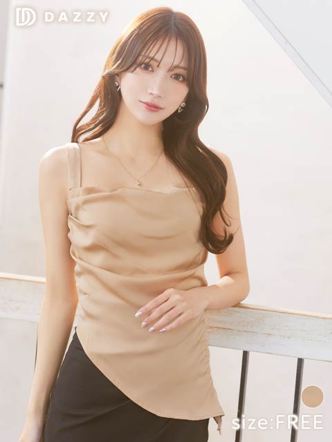 ノースリーブシャーリングサテンブラウス[カジュアル/dazzy closet]