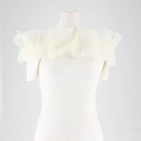 [S～LLサイズ]オフショルダーボリュームフリルトップス[4サイズ展開][カジュアル/dazzy closet](ホワイト-Sサイズ)