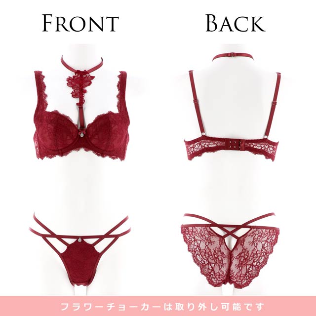 明日花キララ着用/WhipBunny】Choker ALL Lacy Bra&Shorts/Winered