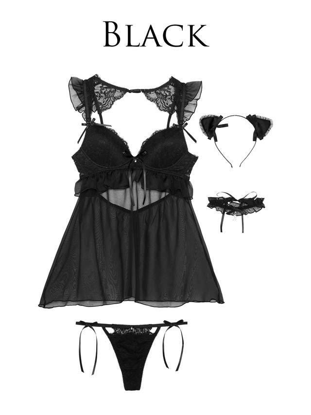 Sheer Frill Sexy Cat Lingerie / Black シアーフリルセクシーキャットランジェリー / ブラックの通販はdazzystore(デイジーストア)  (3c59198)