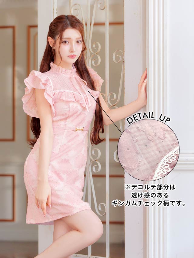 7/25新作!フラワーオーガンジービジューリボンフリル袖