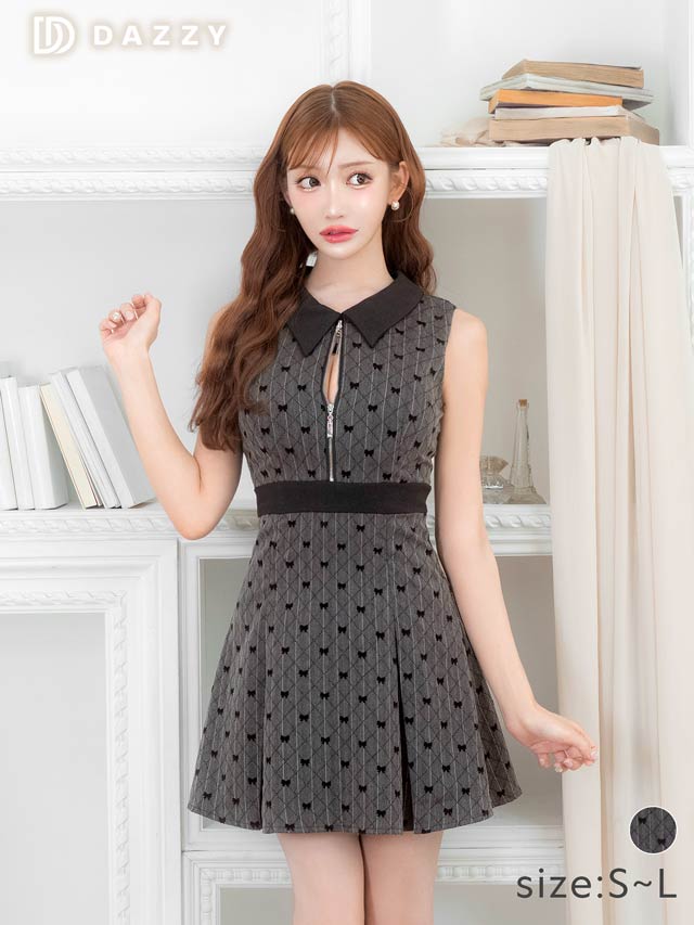 NO DRESS ブラック ミニスカート ボックスプリーツポロミニワンピース[sd040] | レディース
