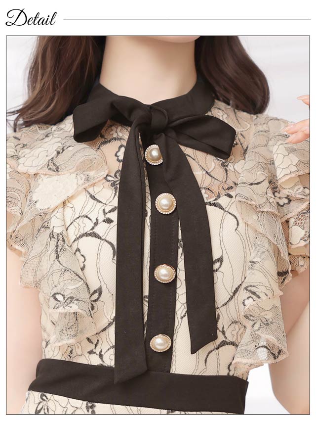 リボンたくさん♡お洒落なオーダードレス140 ホワイトリボンポルカドットドレス 5-10歳 LMK31382NY