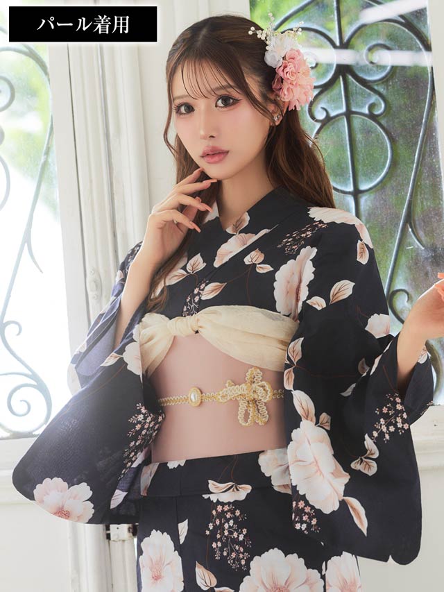 単品]パールシルバーストーンビジュー付き飾り紐【YUKATA by