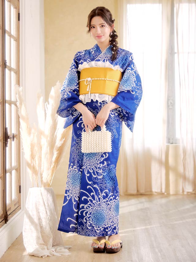 新品☆呉服屋♪高級綿絽・古典花 大人上品な清楚 夏着物 浴衣３点