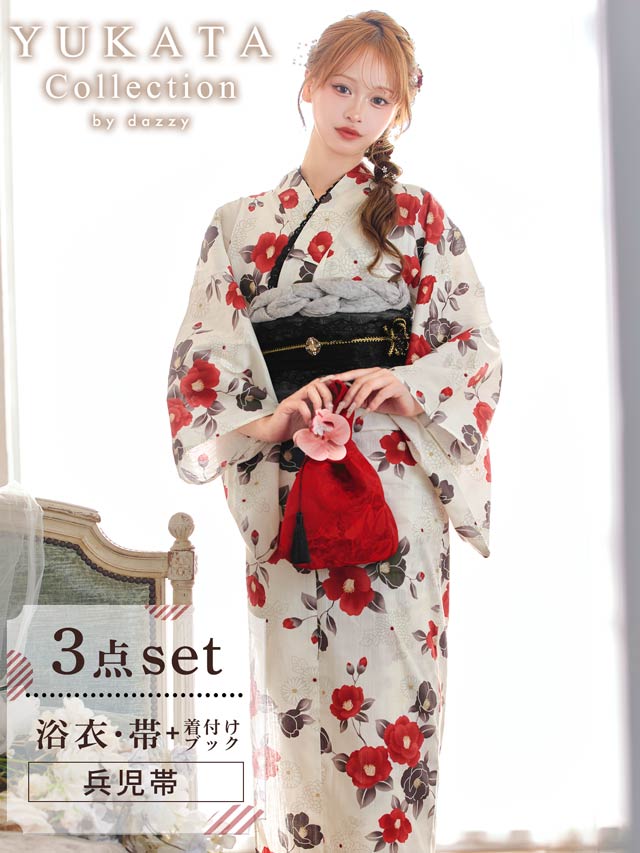 3点SET]dazzyオリジナル配色透かしレース浴衣【YUKATA by dazzy