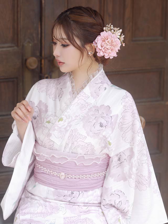 ♡姫系パステルイエロー薔薇柄浴衣♡ パステル二色薔薇柄浴衣[品番：DY000032573]｜Dazzy（デイジー