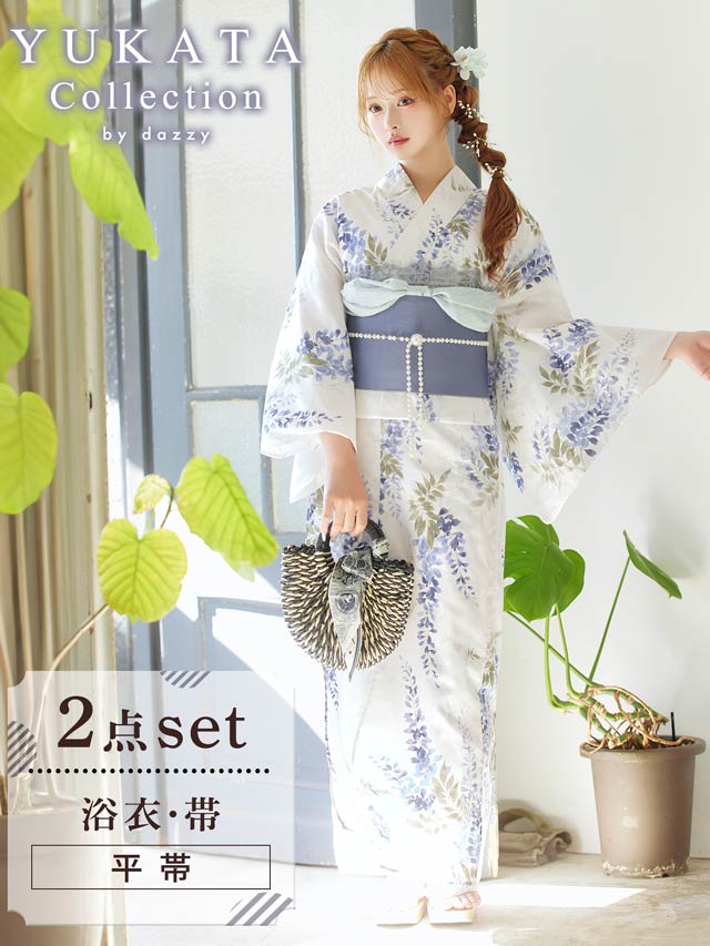 2点SET]白地×青藤柄柄浴衣【YUKATA by dazzy 2025】の通販は