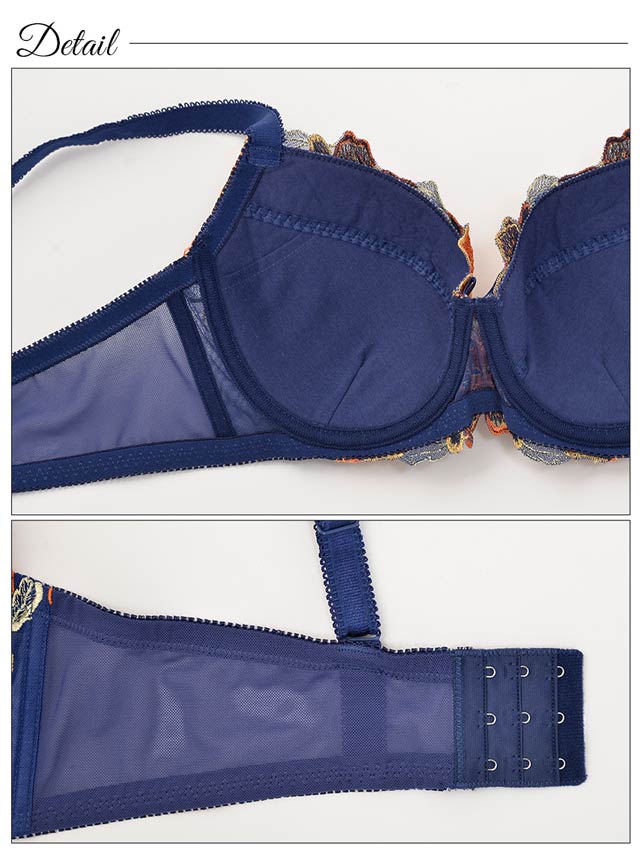 大きいサイズ】【LOVISTY】VIVID花柄刺繍ブラジャー&ショーツ