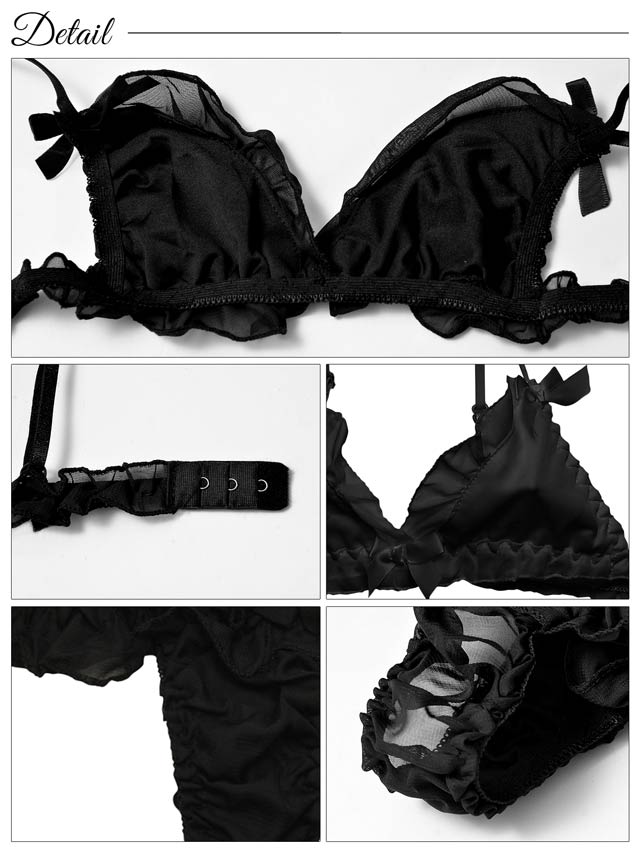 5点SET】ガーリーフリルシフォンブラジャー&Tバックショーツ
