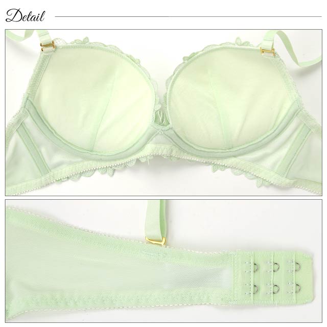 shake body】スイートフラワー刺繍レースブラジャー&Tバック