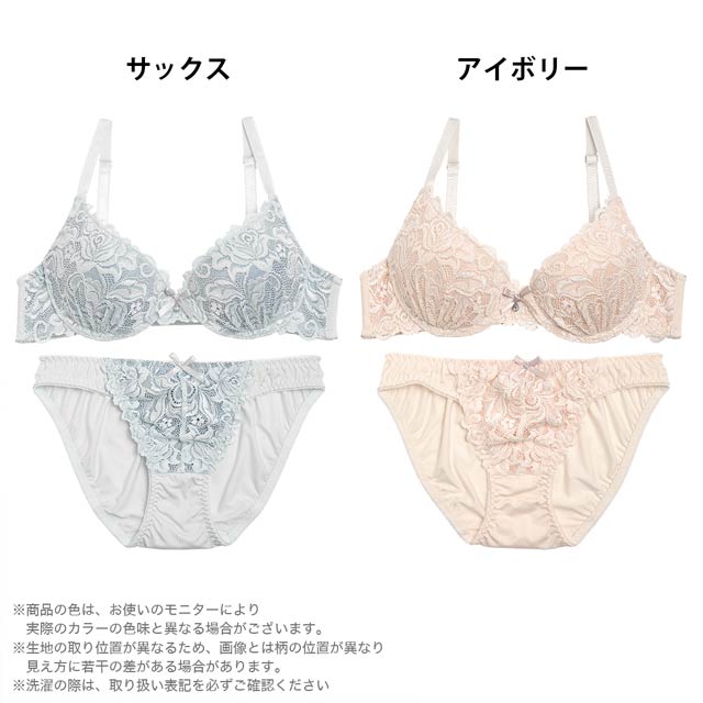 シアーカラーレース刺繍ブラジャー&フルバックショーツの通販は