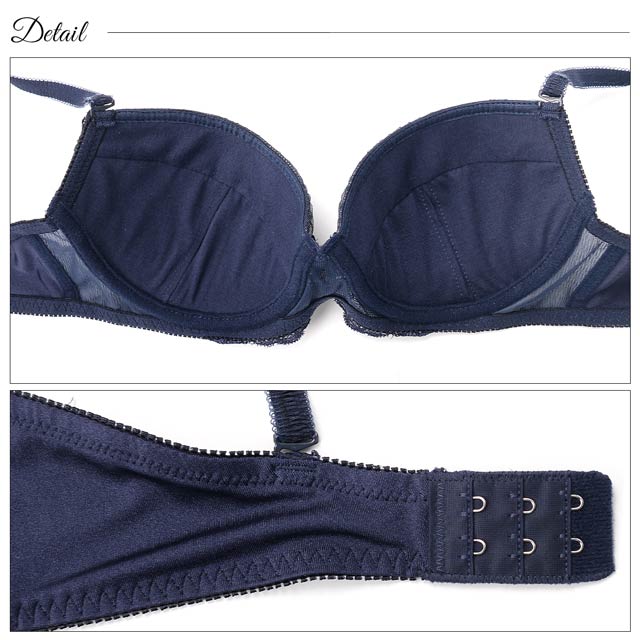 ネイビーD75TバックL♡ジュエリーレース♥️ブラジャー&ショーツセット✨ ニッセン ブラ＆ショーツ セット (C80/L-D85/LL) 刺しゅう