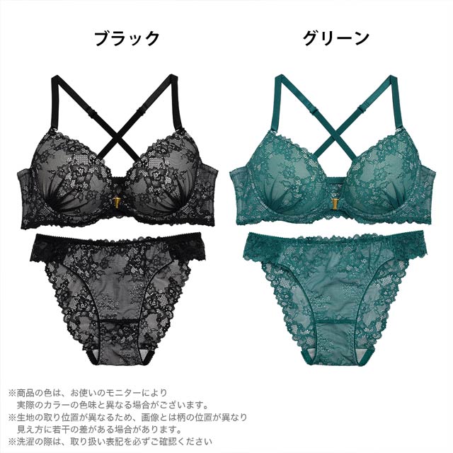 d.i.a.スパンコール ブラック 見せブラ E/Fサイズ]シースルーレースフロントホックブラジャー&フルバック