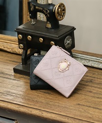 ローズキルト型押しミニ財布(ピンク-F)