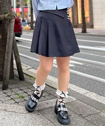 ラップ風インパン付きスカート(黒-M)