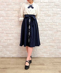 フレームローズ刺繍スカート(紺-F)